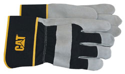 Boss / Cat GlovesGray Lined Split Leather Palm Glove with Black