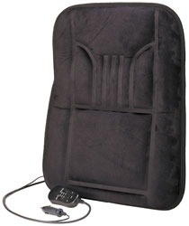 RoadPro 12-Volt Heated & Massaging Back Cushion - Suede/Black