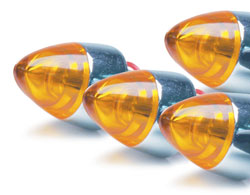 "Lighted Tip" License Plate Screws - Amber, Chrome Finish, 4-Pck