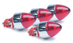 "Lighted Tip" License Plate Screws - Red, Chrome Finish, 4-Pack
