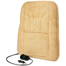 RoadPro 12-Volt Heated & Massaging Back Cushion - Suede/Tan