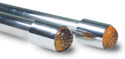 48" Stainless Steel Bumper Guides with Lighted Dome Top - Amber