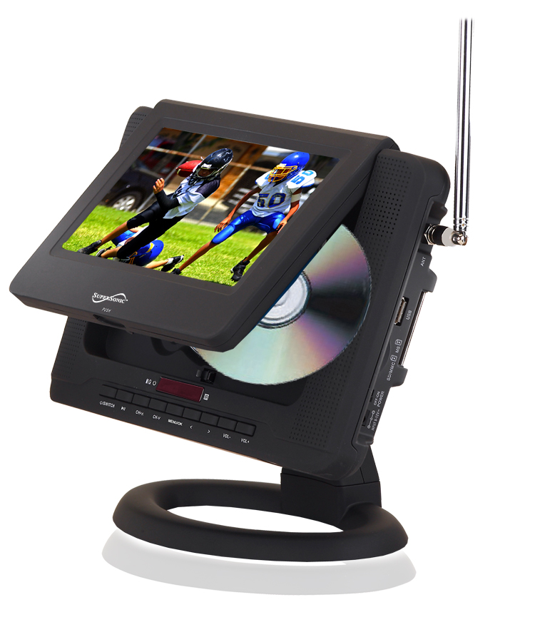 Supersonic 7" 12 Volt TV/DVD, Digital Tuner, Rechargable Battery