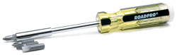 RoadPro Screwdriver with 4 Bits and Magnetic Bit Holder